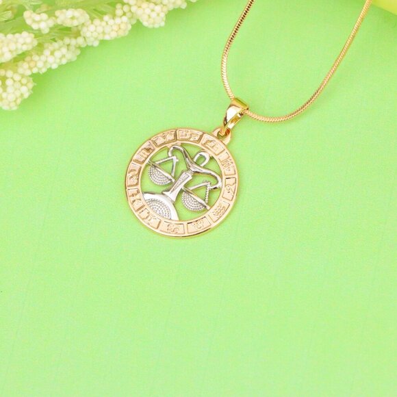 "Rose Gold Libra Zodiac Pendant with Delicate Scales Symbol Design, XPPT1451 - Picture 13 of 13